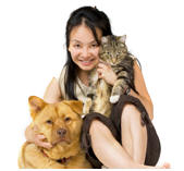 Small girl with her pet dog