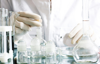 Testing water by lab technician
