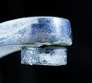 Hard water deposits on faucet